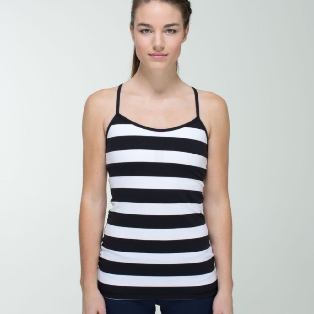 lululemon athletica Black and White Striped Tank Top